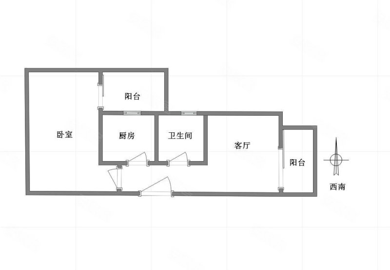 复地上城国际公寓1室1厅1卫47.97㎡北60万