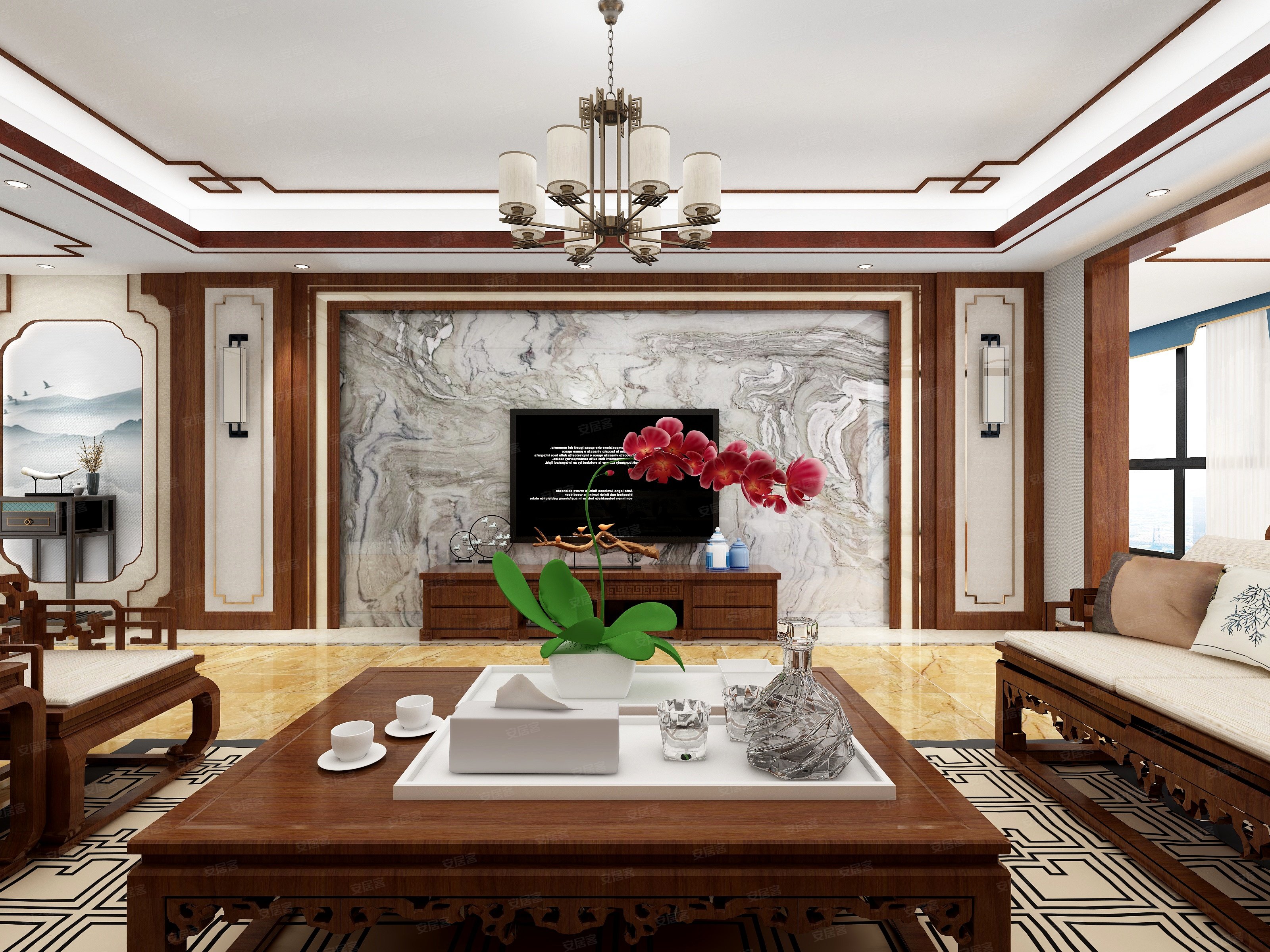 中式木质元素-安居客装修案例