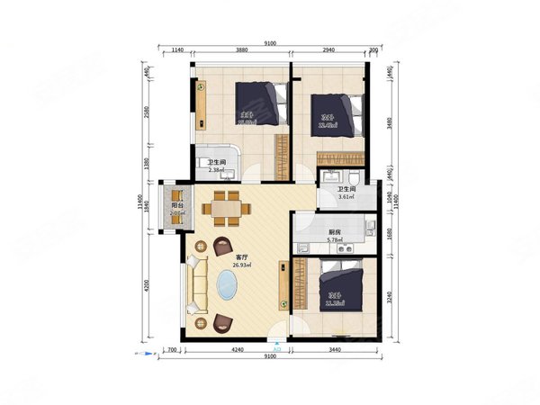 好房不候,西丽的中心留仙居精装电梯三房两卫,标配出租