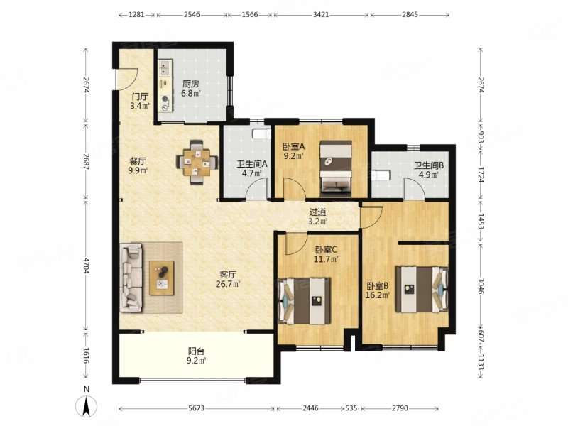 带电梯 交通便捷 商业配套成熟 双卫生间 南北通透 次新房,保利大国璟