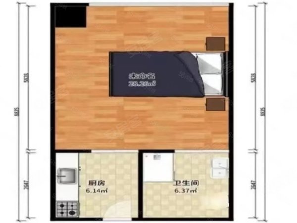 江门蓬江义乌广场岭南印象双龙地段，岭南印象公寓，11楼，有阳台，温馨装修，家电齐全，出租房源真实图片