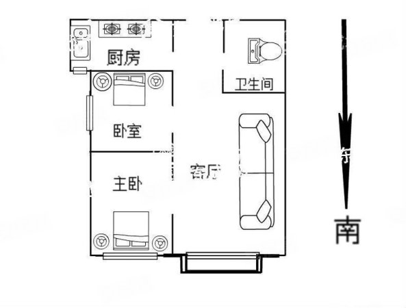 依水现代城2室2厅1卫87.78㎡南北59.8万