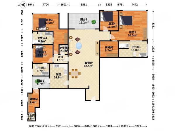 深业上城5室2厅5卫355.87㎡西3650万