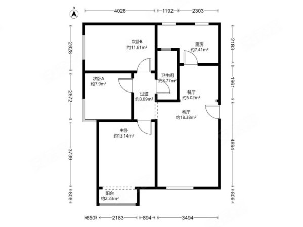 泰和宜园3室2厅1卫94.48㎡南北233万