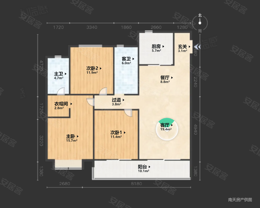 美的保利君兰锦绣花园3室2厅2卫117.28㎡南430万