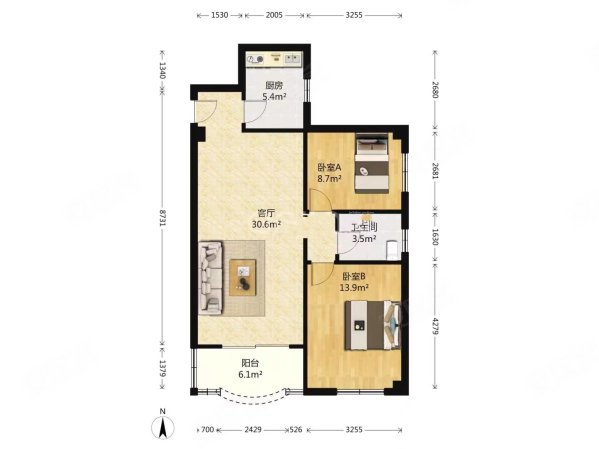 金山小区  两房  精装修  诚意出售280万