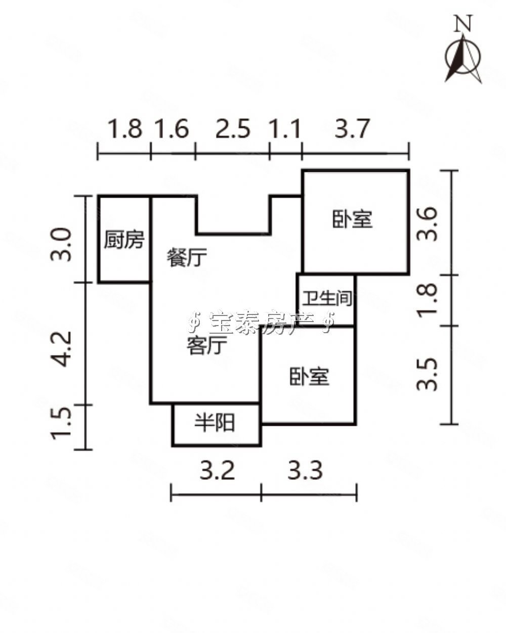 月桥花院2室2厅1卫89.65㎡南北96万