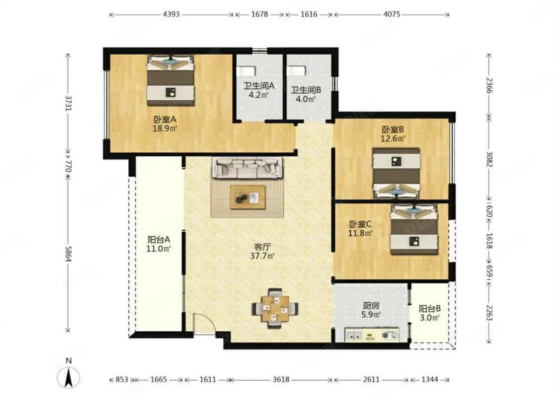 河东碧波豪庭清水大套三7米阳台随时看房