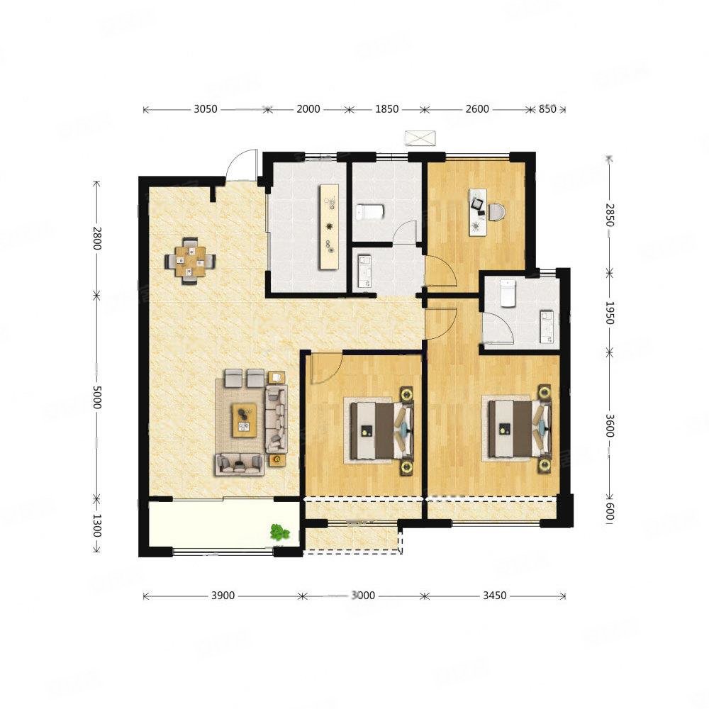城投伴山居3室2厅2卫120.41㎡南北210万