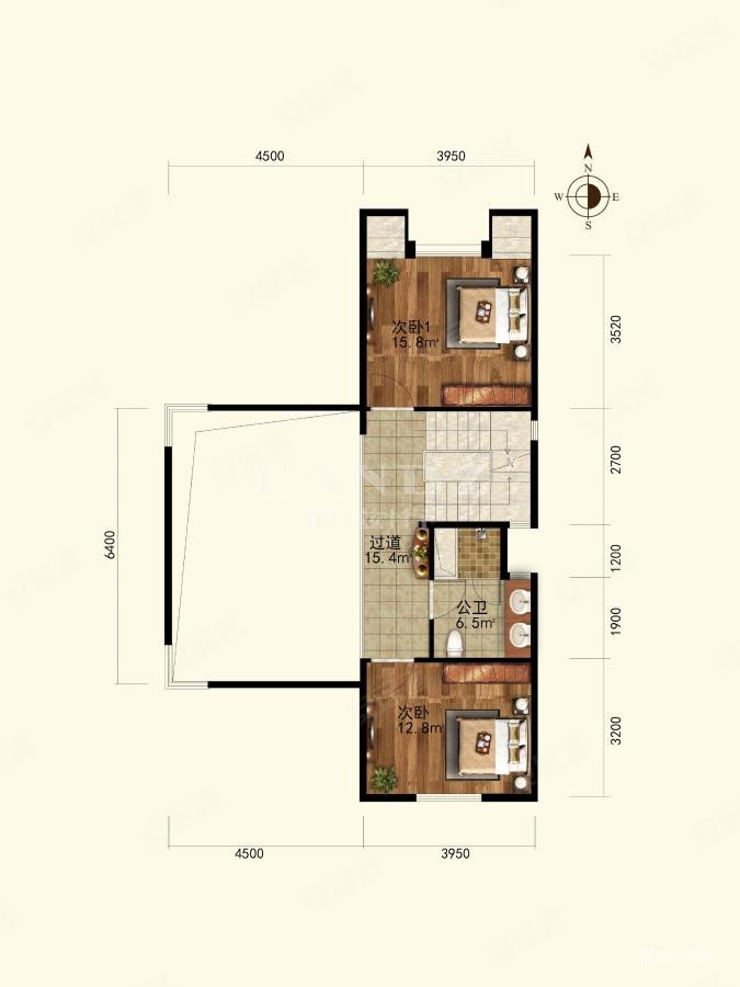 新出龙湾6米5方正挑空精装独栋一层南向卧室带卫生间,龙湾别墅二手房