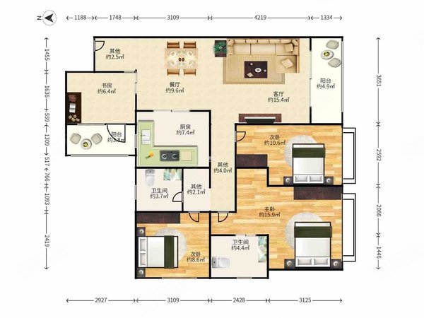 【多图】宝能城花园(西区),大学城租房,地铁口物业 宝能城西区 四房