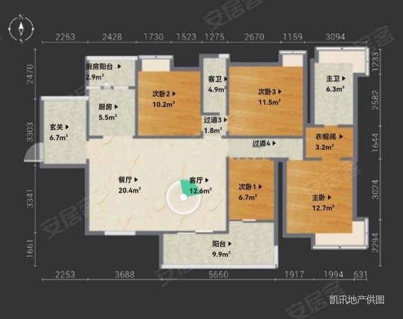 越秀可逸江畔4室2厅2卫146.09㎡东南515万