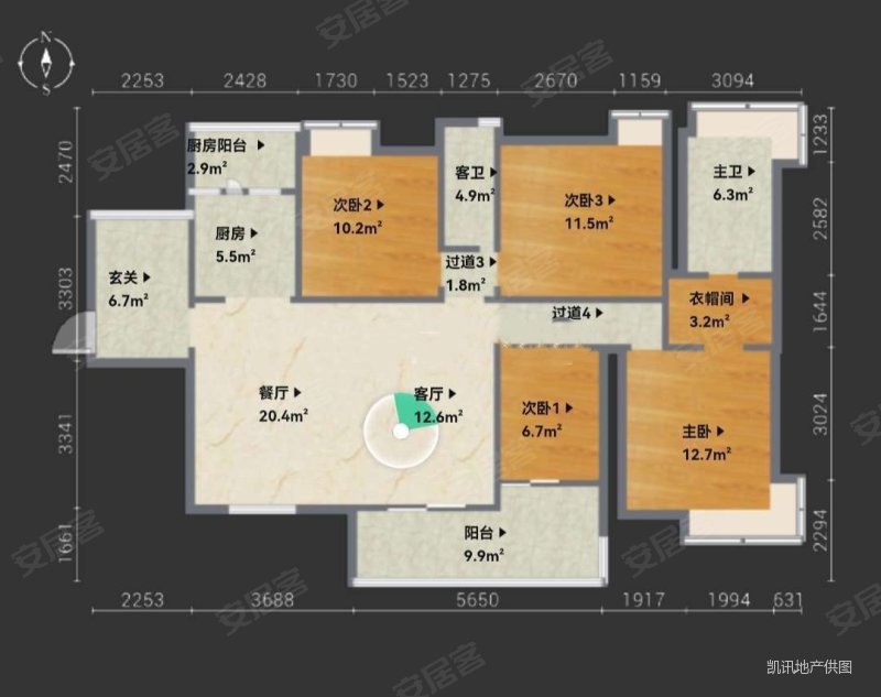 越秀可逸江畔4室2厅2卫146.09㎡东南515万