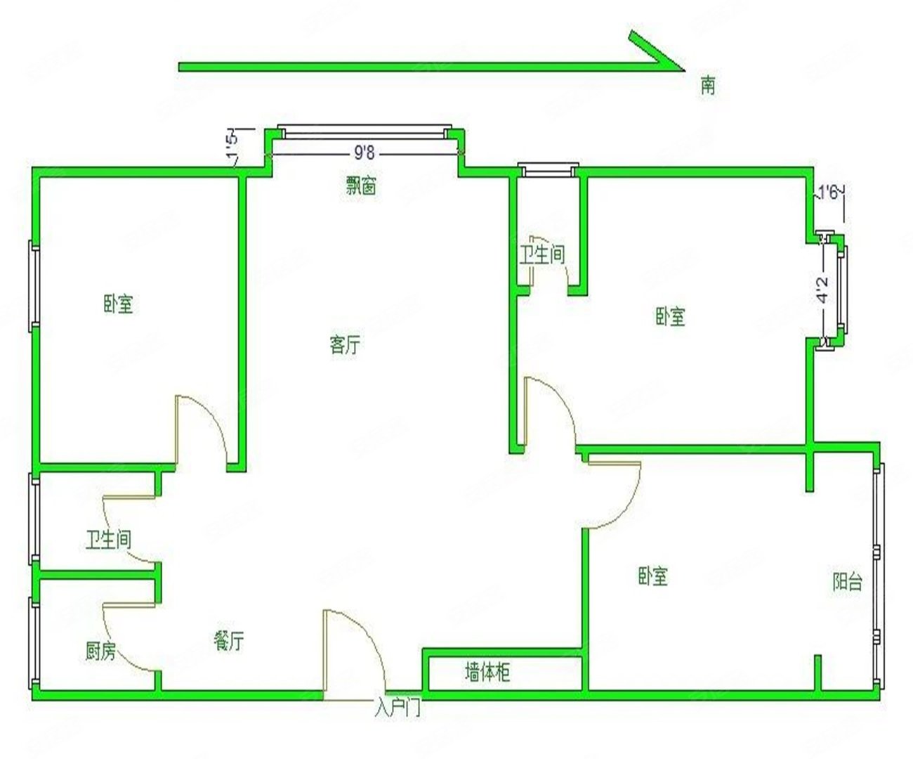 金龙湾3室2厅2卫135㎡南北98万