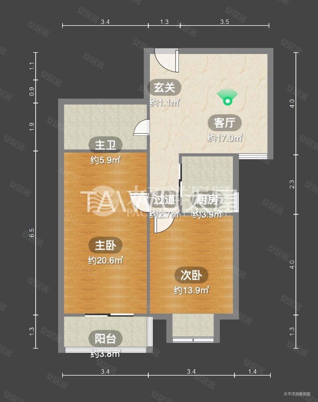 沧海苑2室2厅1卫96.28㎡南850万