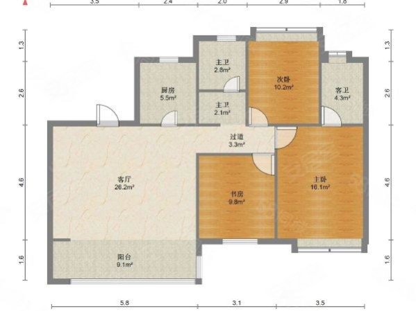 路劲时光鸿著3室2厅2卫109㎡南145万