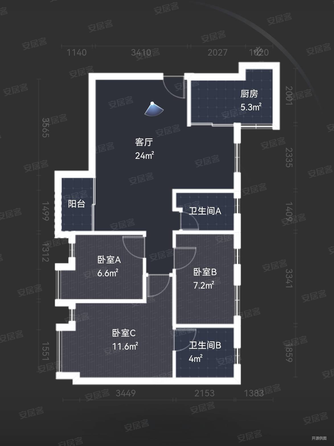 南北对流,双卫三房,刚需客户 户型,两房的价格买三房,富力半岛花园