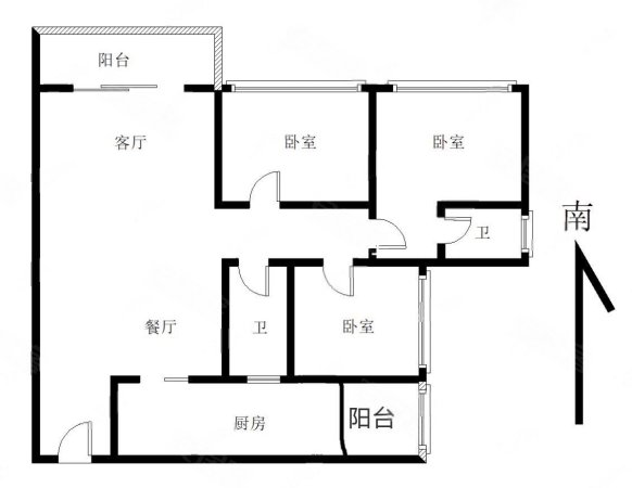 新推银帆花园南向3房2厅采光好业主亏本卖105万