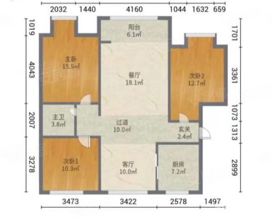 三鑫亚龙湾3室2厅1卫118.66㎡南北64.5万