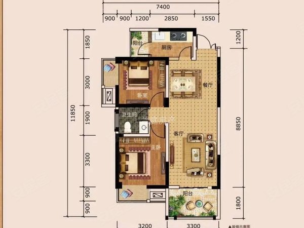 南宁江南江南周边紫兰公馆双地铁紫兰公馆 2室2厅1卫 豪华装修 南北