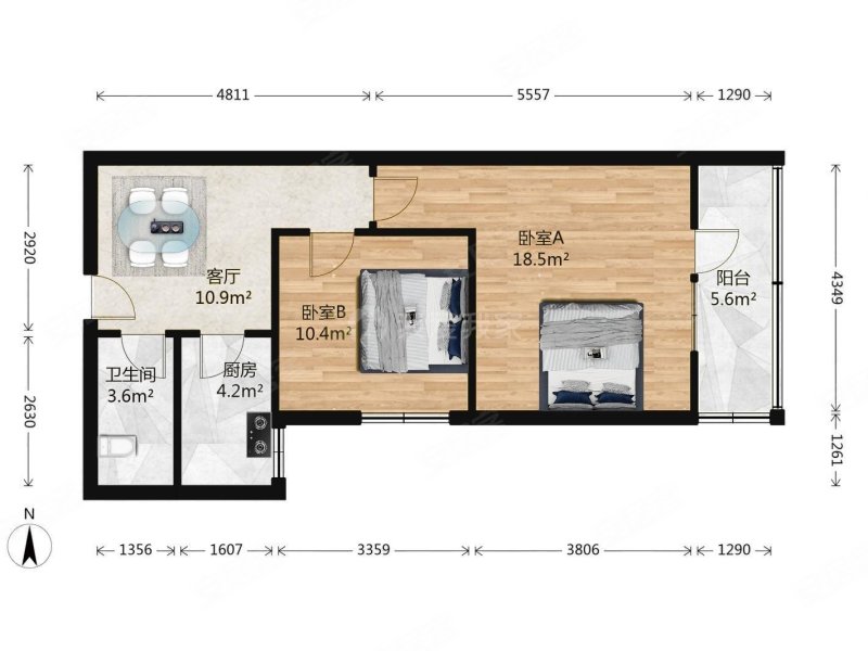 紫金庄园2室1厅1卫66.91㎡东南520万