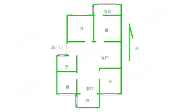 仙鹤湾公寓4室2厅1卫121.98㎡南北106.8万