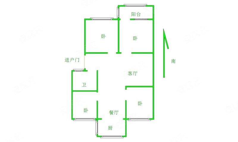 仙鹤湾公寓4室2厅1卫121.98㎡南北106.8万