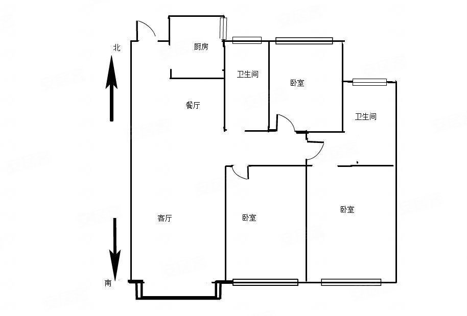 中梁郁洲壹号院3室2厅2卫111㎡南北108万