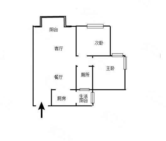 华兴碧水云天2室2厅1卫90㎡南北55万