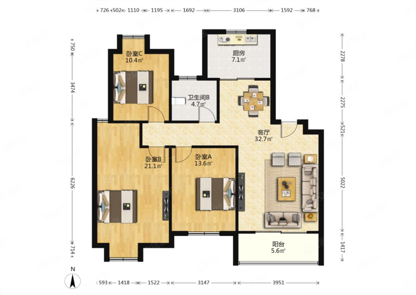 天鹅湖花园不临街三房两卫楼层好采光好满五