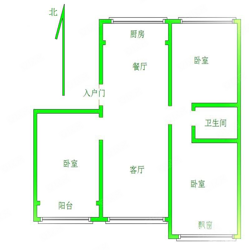 卓正丽景蓝湾(B区)3室2厅1卫115㎡南北109万