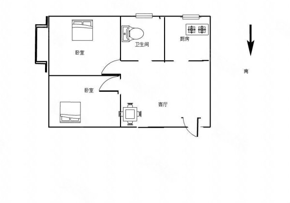 团结村2室1厅1卫58㎡南北6.6万