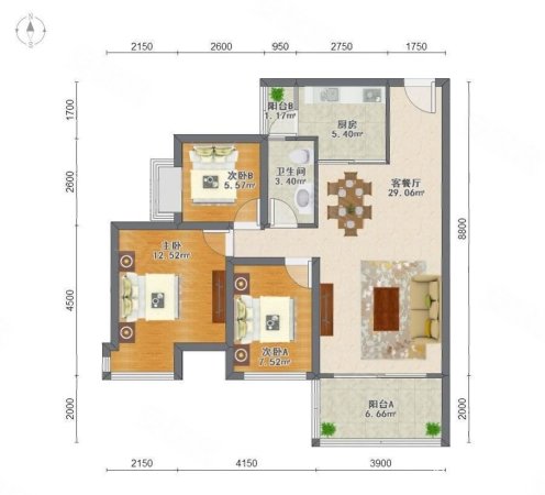 长裕罗浮嘉园3室1厅1卫76.58㎡南42万