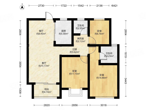 中梁首府壹号3室2厅2卫89㎡南129万