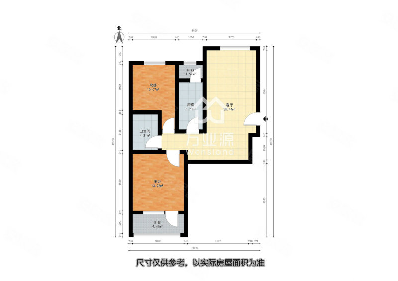 西部新城觉祥园2室1厅1卫92㎡南北52万