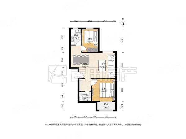 新景家园(东区)2室2厅1卫75.56㎡南北939万