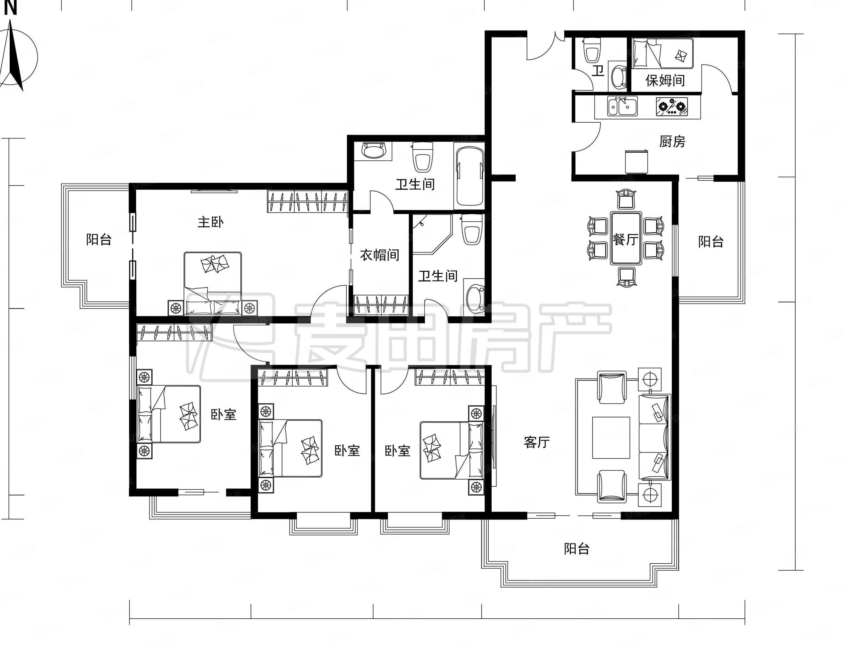 紫竹花园4室2厅3卫224.22㎡西南2050万