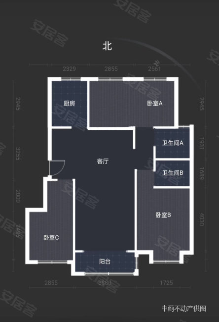 花语印象3室2厅2卫127.11㎡南北132万