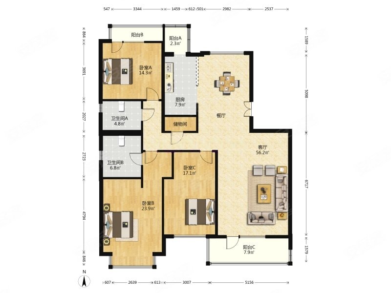西山华府珑园 一个房本 有车位储藏室 全明格局 满五年且