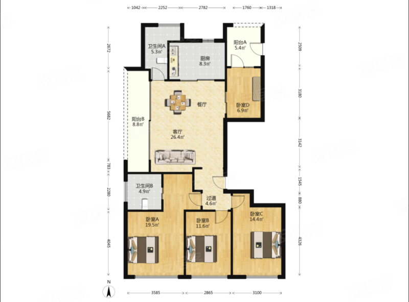 万科日耀之城  餐客一体横厅户型 看江看景观