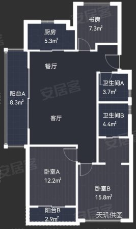 远洋世纪宸章3室2厅2卫119.31㎡南北226万