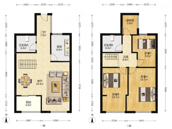 宋都晨光国际3室2厅2卫88.7㎡南260万