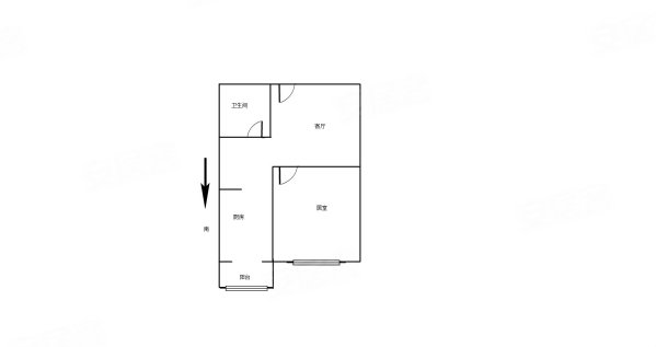 红山里1室1厅1卫45.46㎡南132万