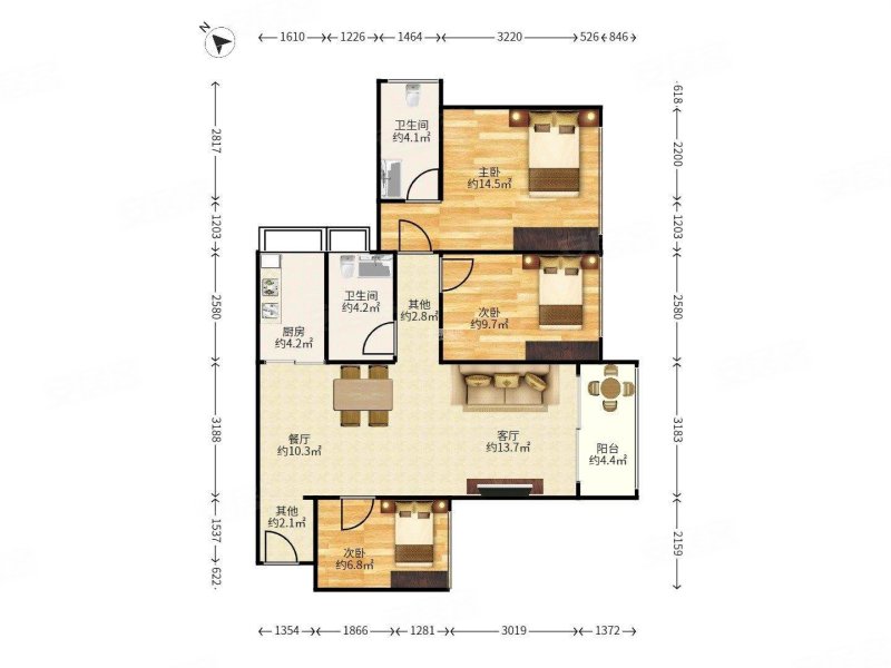 宝中次新房,高楼层3房2卫,户型很好,随时看房,新锦安海纳公馆二手房