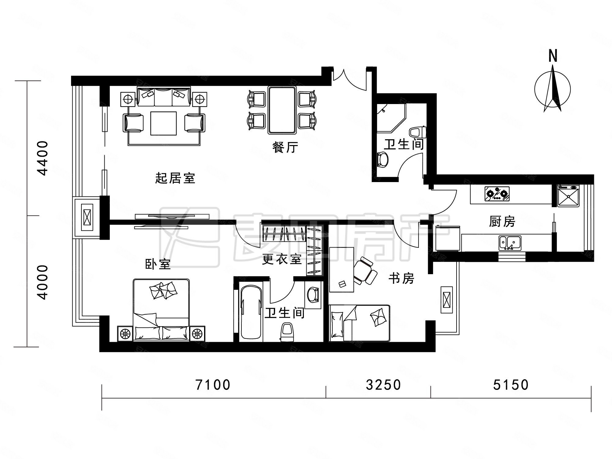 上元君庭2室2厅2卫128㎡东西960万