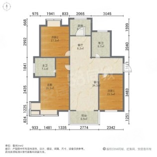 广博丽景湾3室2厅2卫115.5㎡南95.8万