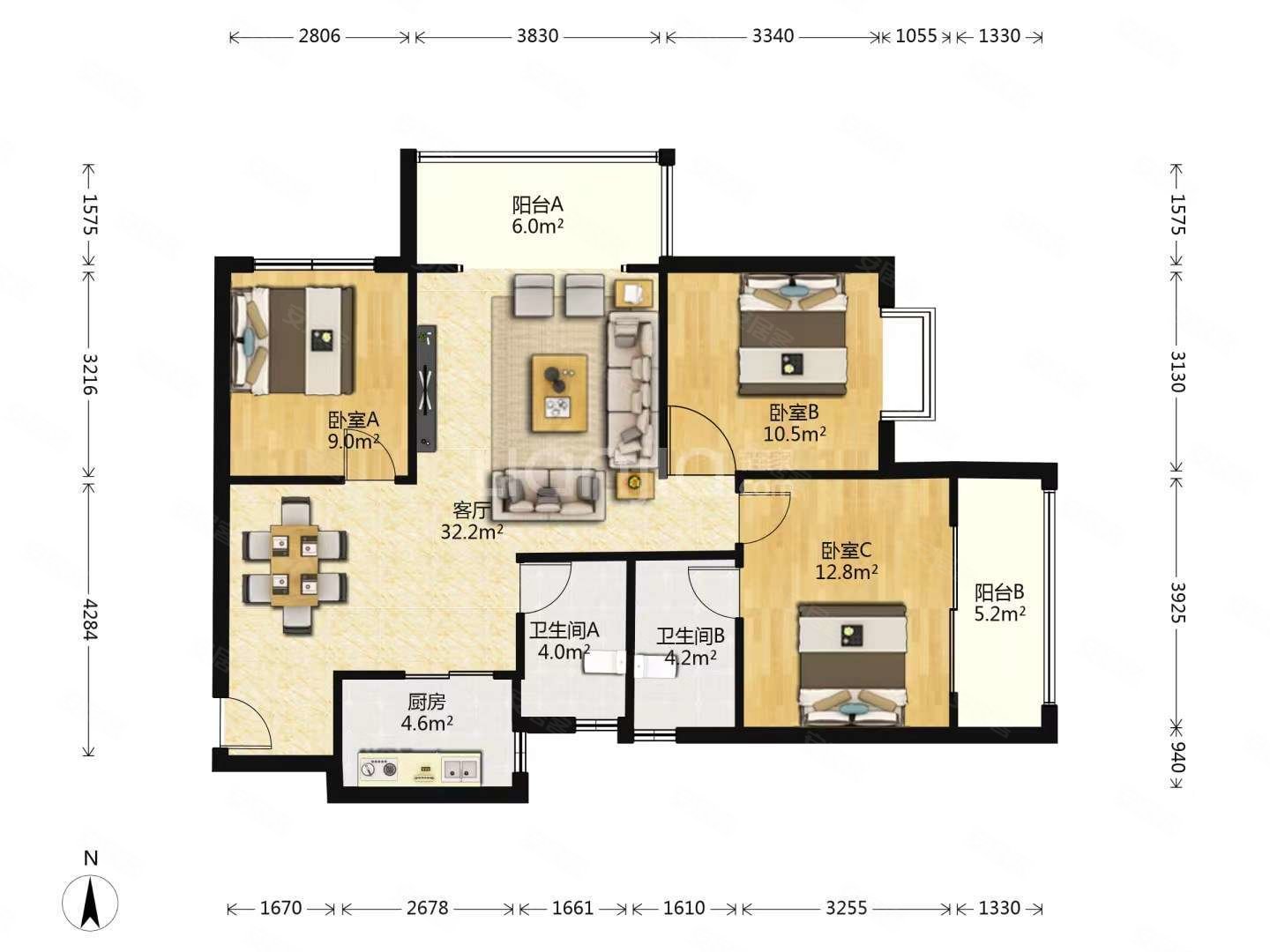 绿创山语城 高楼层采光充足 双卫生间 南北通透 满二