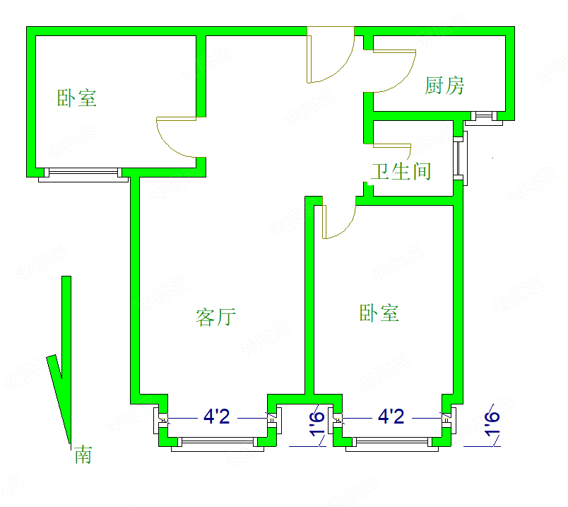 世纪家园2室2厅1卫84.69㎡南北76万