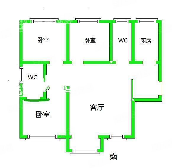 燕山花园3室2厅2卫126.78㎡南北110万