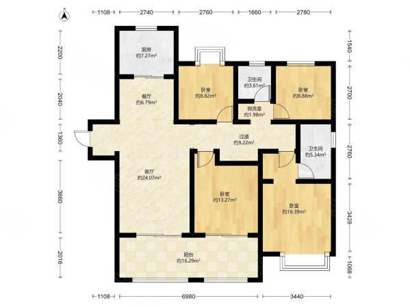 新城公馆荣域4室2厅2卫142㎡南285万